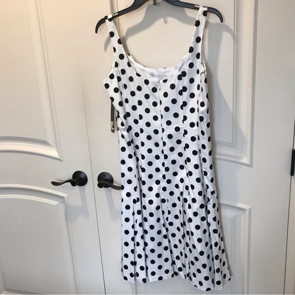 Leslie Fay White Black Polka Dot Sleeveless Dress - Picture 2 of 7